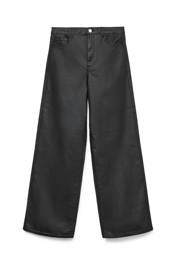 Vero Moda Curve Calça largas com efeito couro Preto