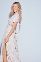Slowlove Vestido largo asimétrico Estampado blanco
