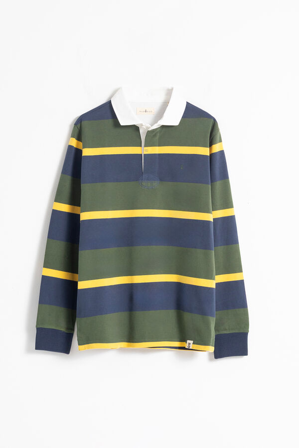 PuroEGO Camisa polo de algodão multi-listrada Verde