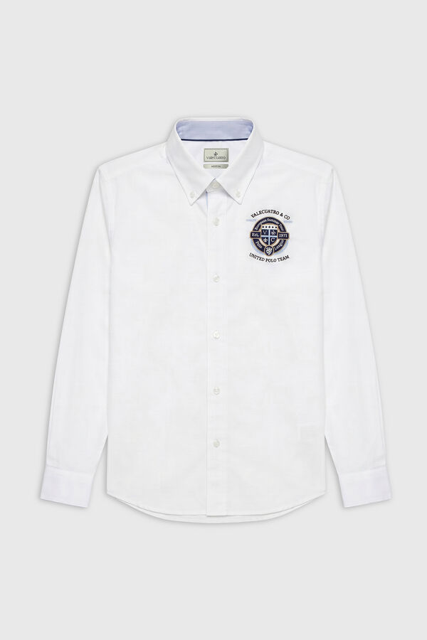 Valecuatro Camisa semibordada United Polo Branco