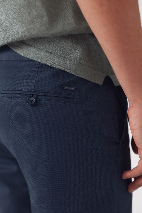 Cortefiel Slim-fit print chinos pants Blue