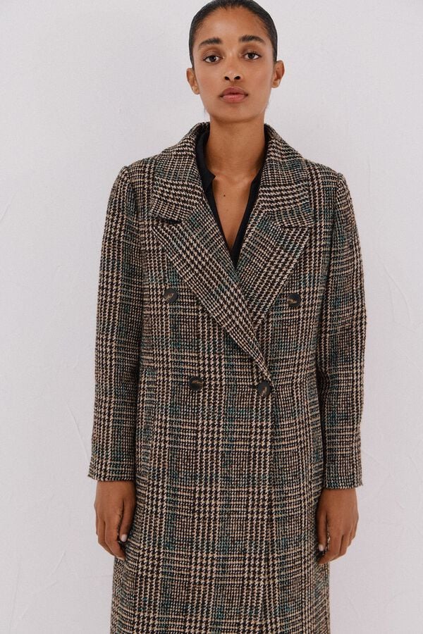 Cortefiel Long fabric coat Multicolour