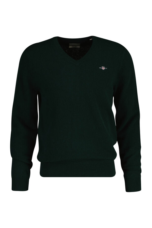 Gant Camisola de lã com gola em V Verde