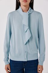 Cortefiel Tie neck cardigan Blue