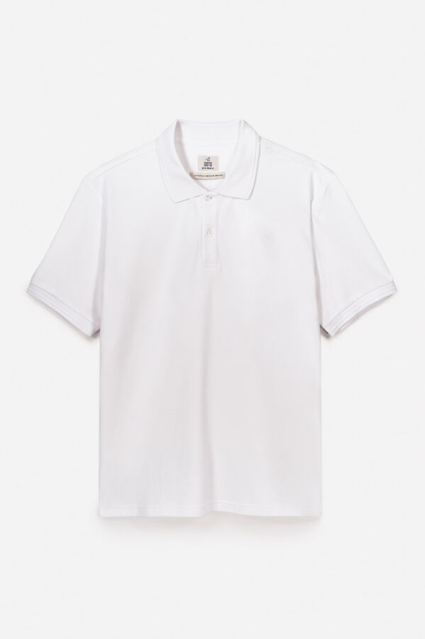 OOTO Polo piqué lavado bordado de avião Branco