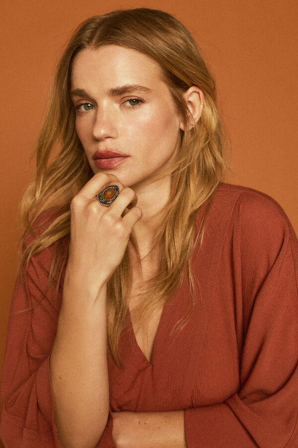 Slowlove Anillo piedra Gris