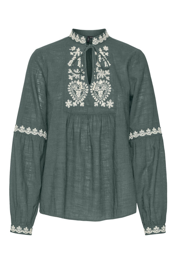 Vero Moda Camisa manga comprida com detalhes bordados  Verde