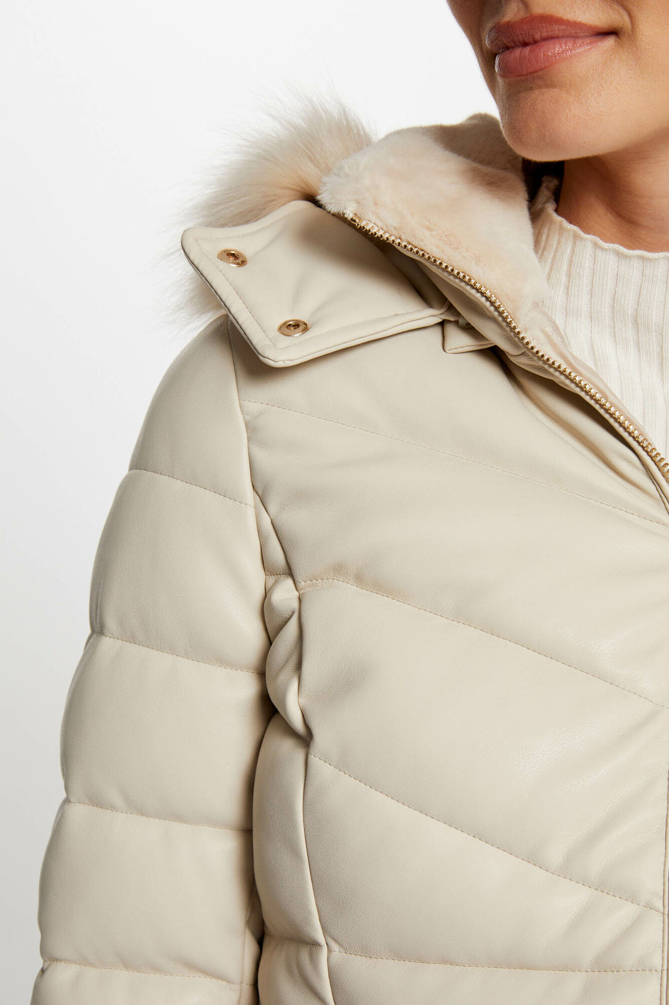 Morgan Casaco de couro sobretudo com capuz