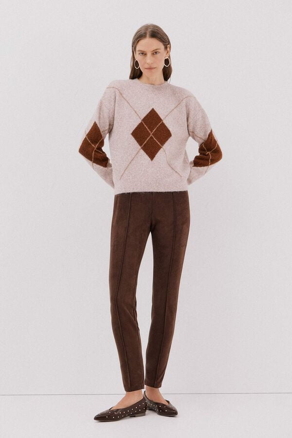 Cortefiel Diamond jersey-knit jersey Beige