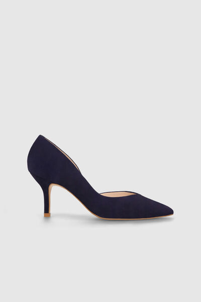 Cortefiel LODI pumps with oval detail in powder suede Navy