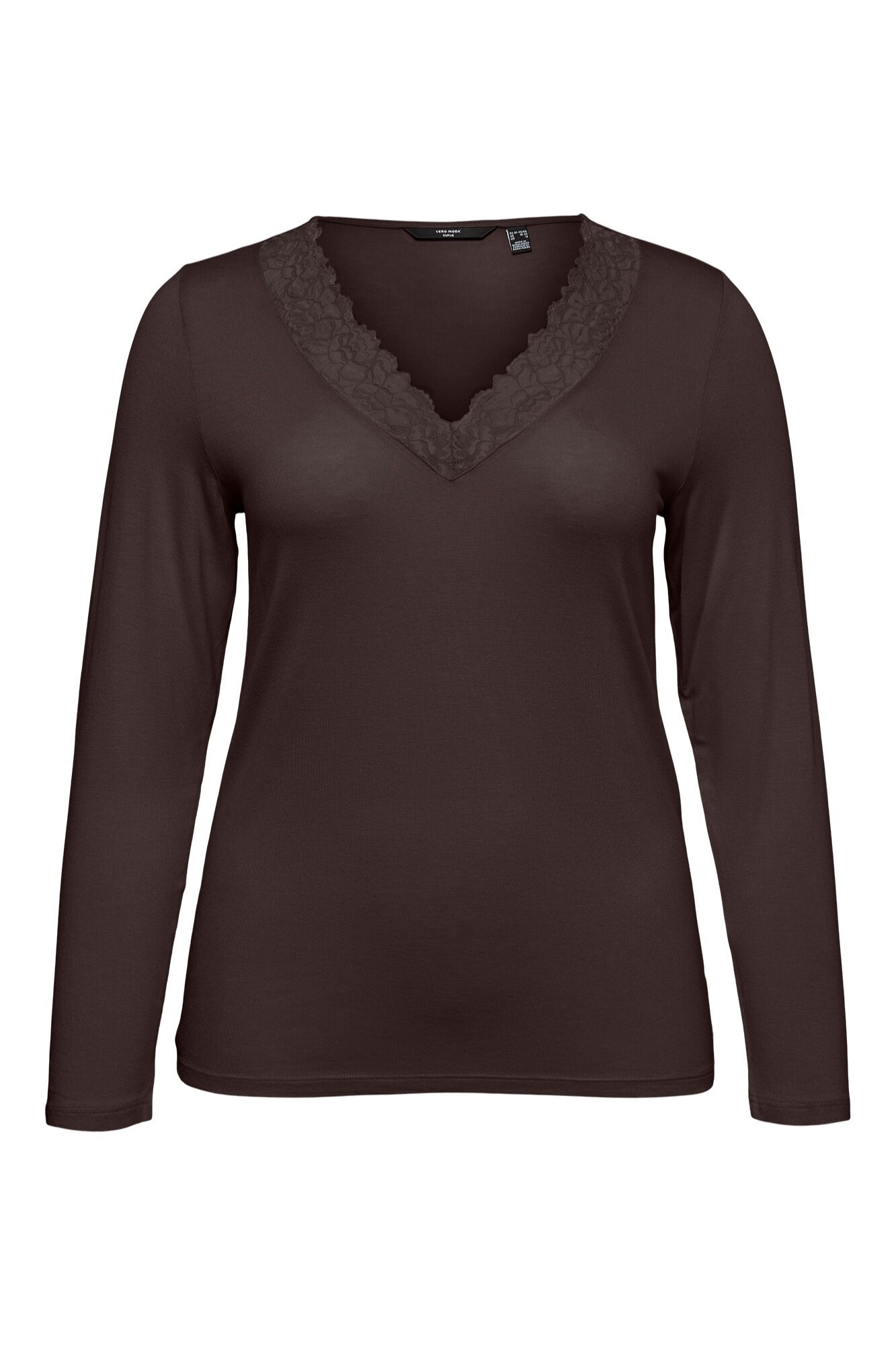 Vero Moda Curve Top cuello pico con encaje en cuello