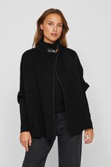 Vila Poncho de malha gola alta Preto