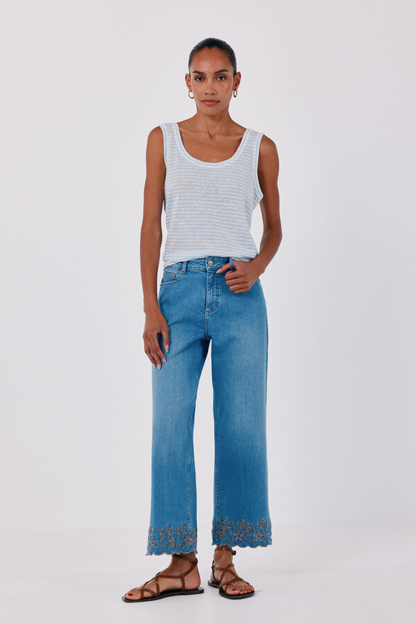 Cortefiel Linen tank top Blue