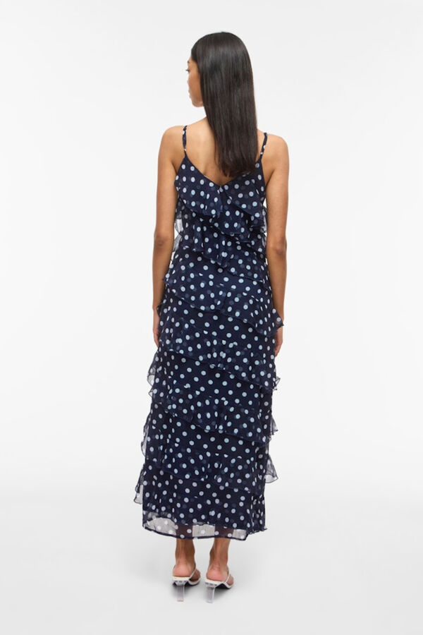 Vila Vestido comprido de festa com folhos Azul