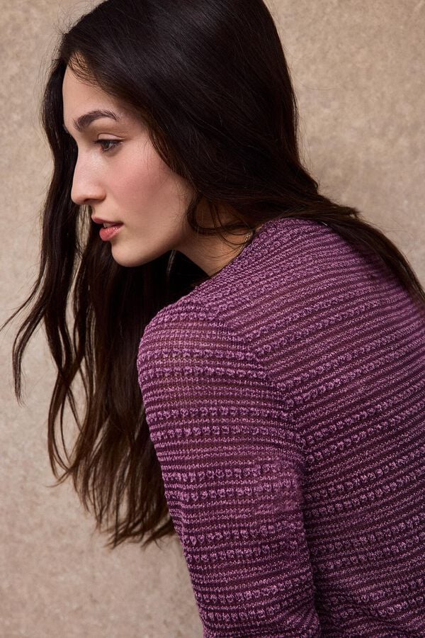 Slowlove Top estructura rayas Lila