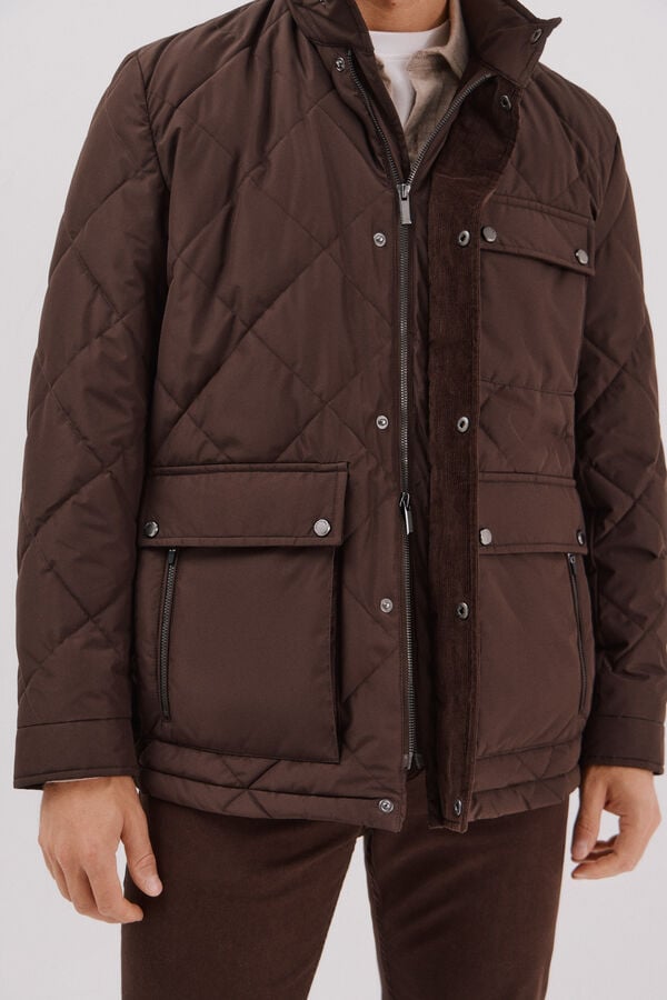 Cortefiel Diamond quilted jacket Dark brown