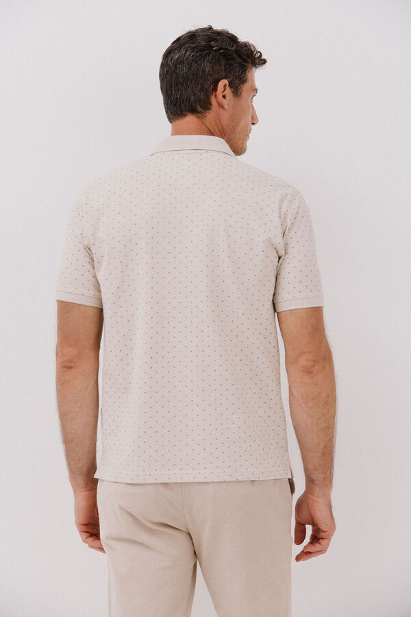 Cortefiel Printed piqué polo shirt Beige