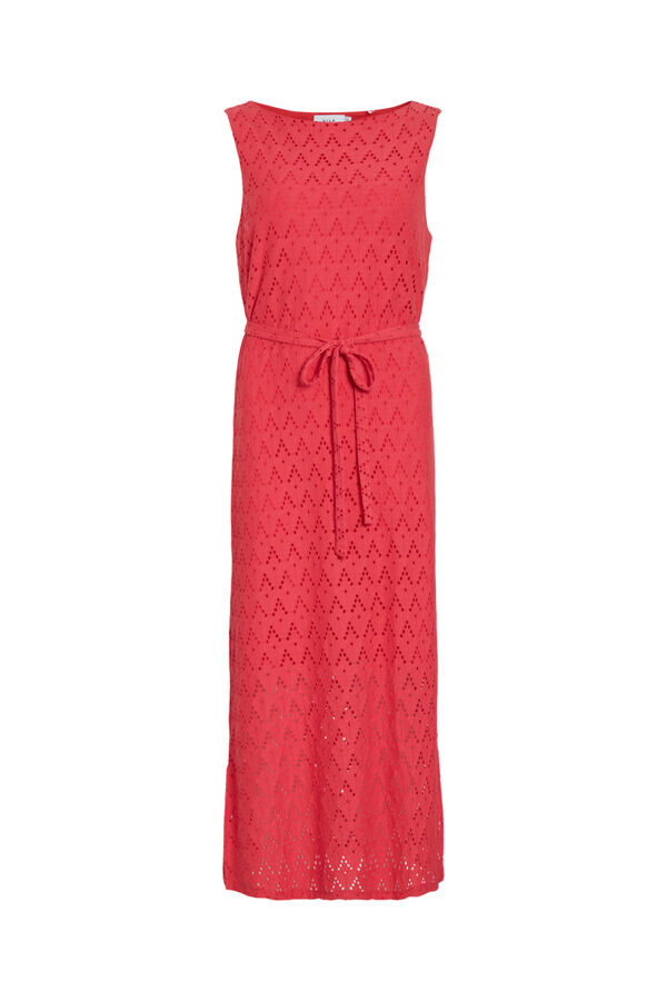 Vila Vestido midi con calados de algod&oacute;n Coral
