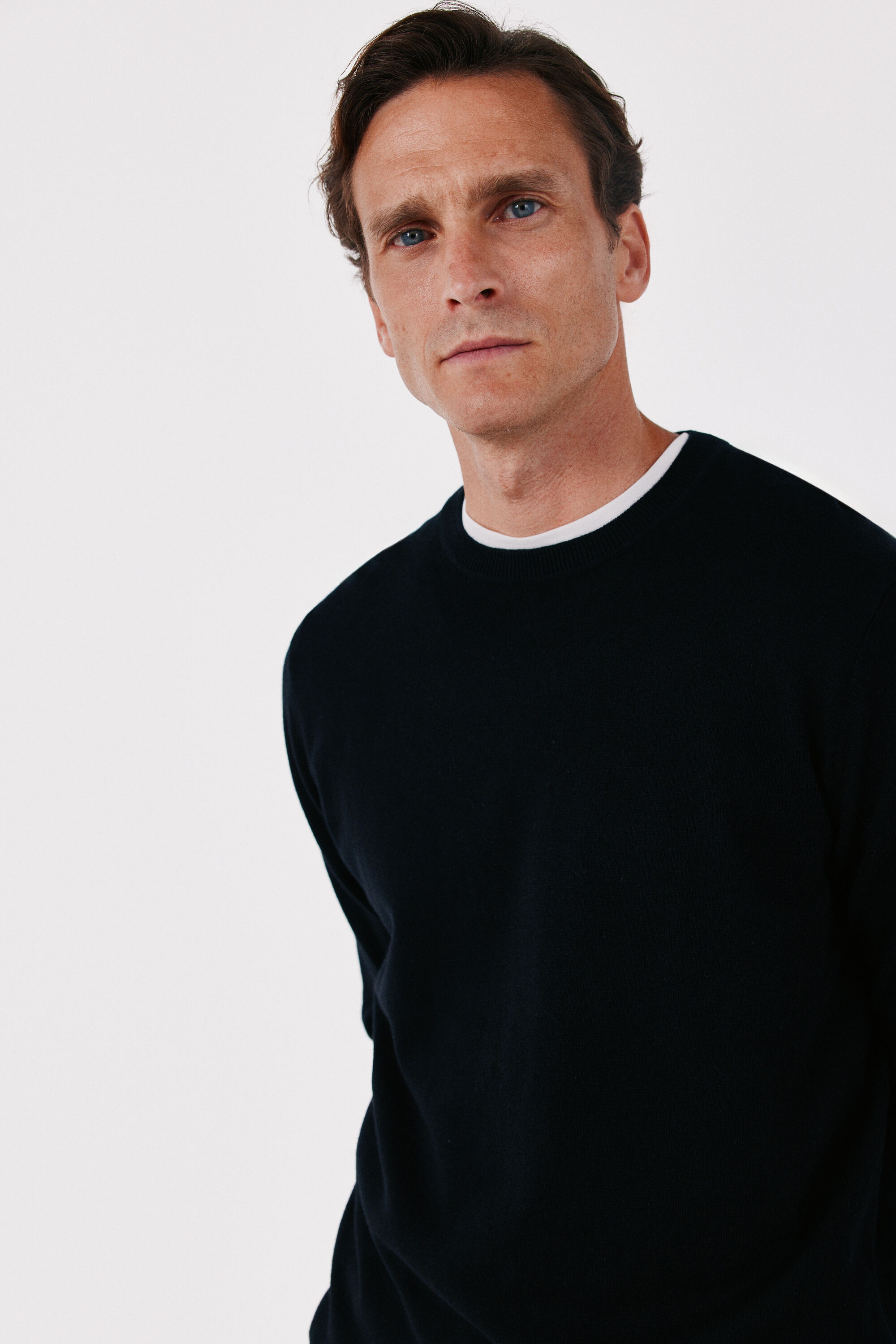 Cortefiel Cotton cashmere knit crew neck jumper