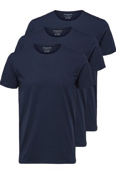 Cortefiel 3-pack organic cotton t-shirts Navy