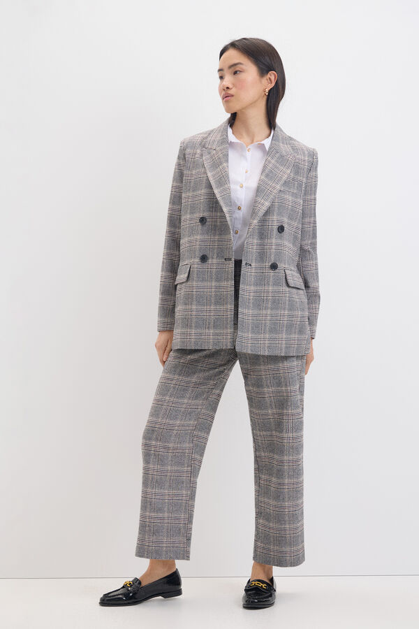 Cortefiel Checked crossed blazer Multicolour