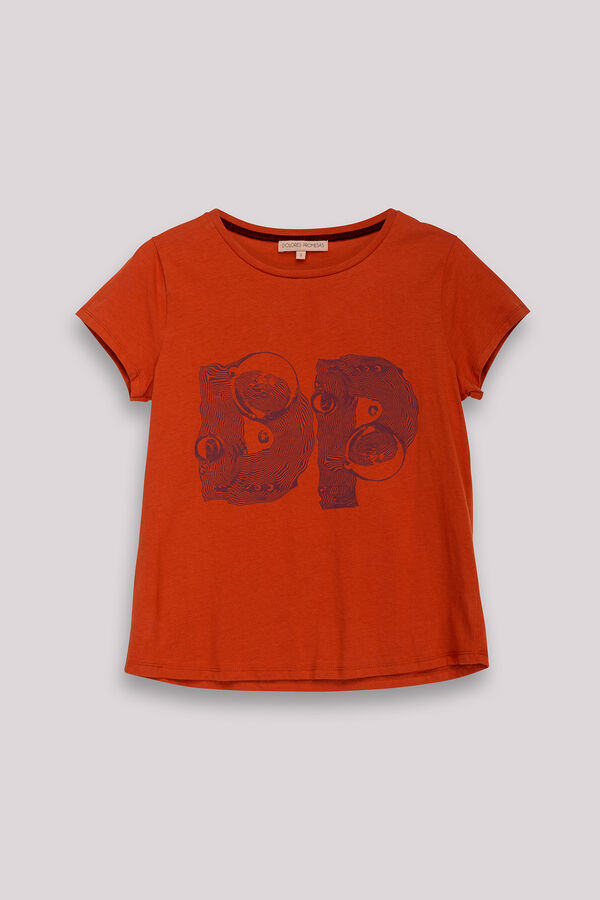 Cortefiel Vibrant Orange T-Shirt Orange