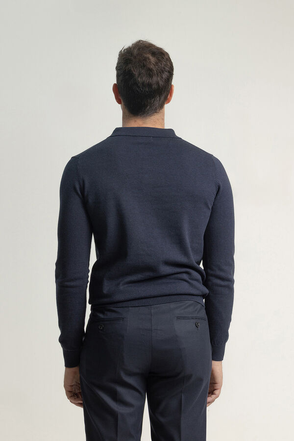 PuroEGO Camisola gola em bico algodão Azul