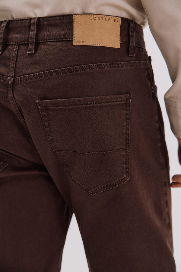 Cortefiel 5-pocket regular fit coloured trousers Dark brown