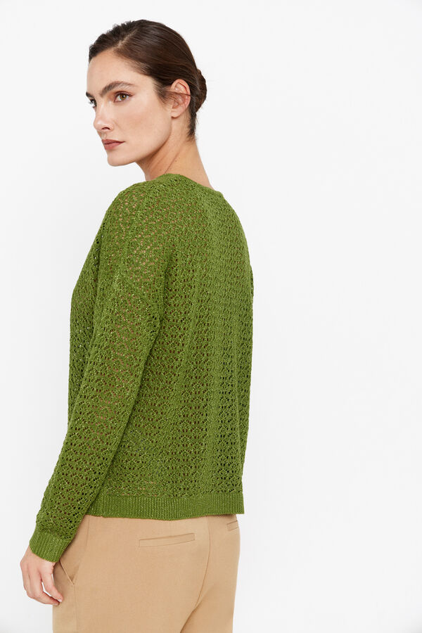 Cortefiel Central cable knit jumper Green