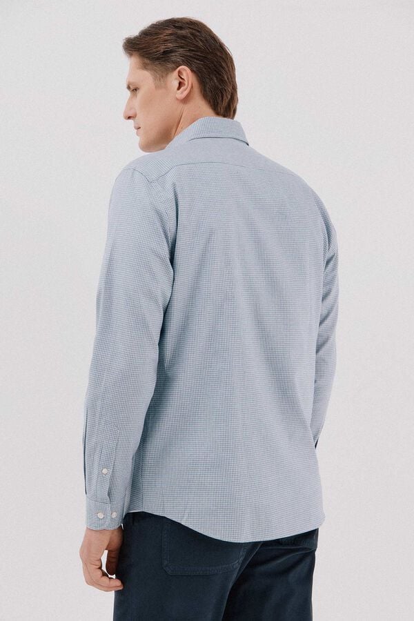 Cortefiel Checked twill shirt Blue