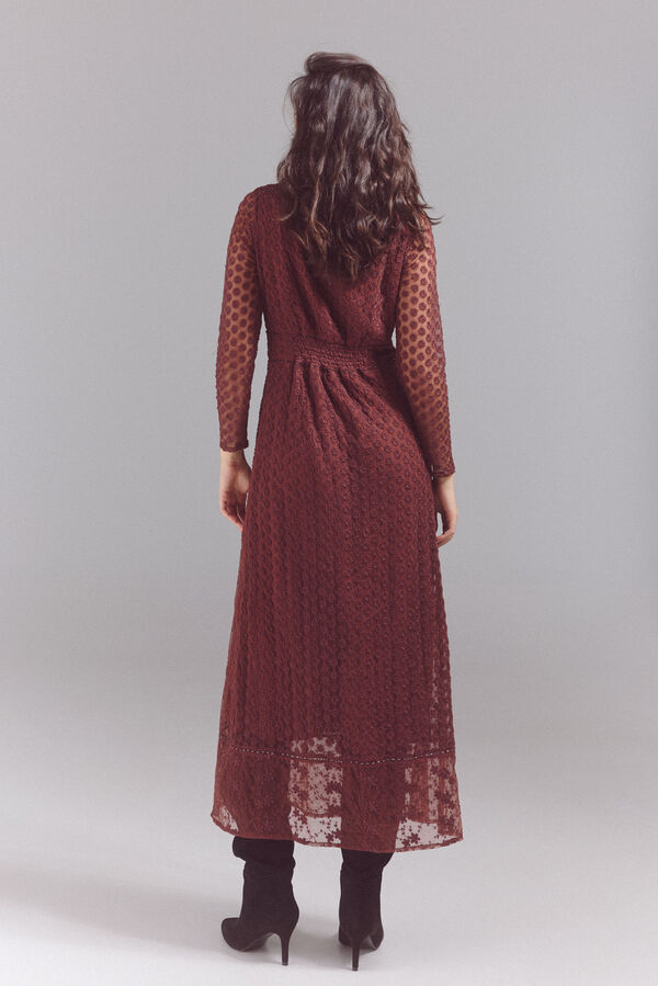 Slowlove Vestido largo de tul Marrón