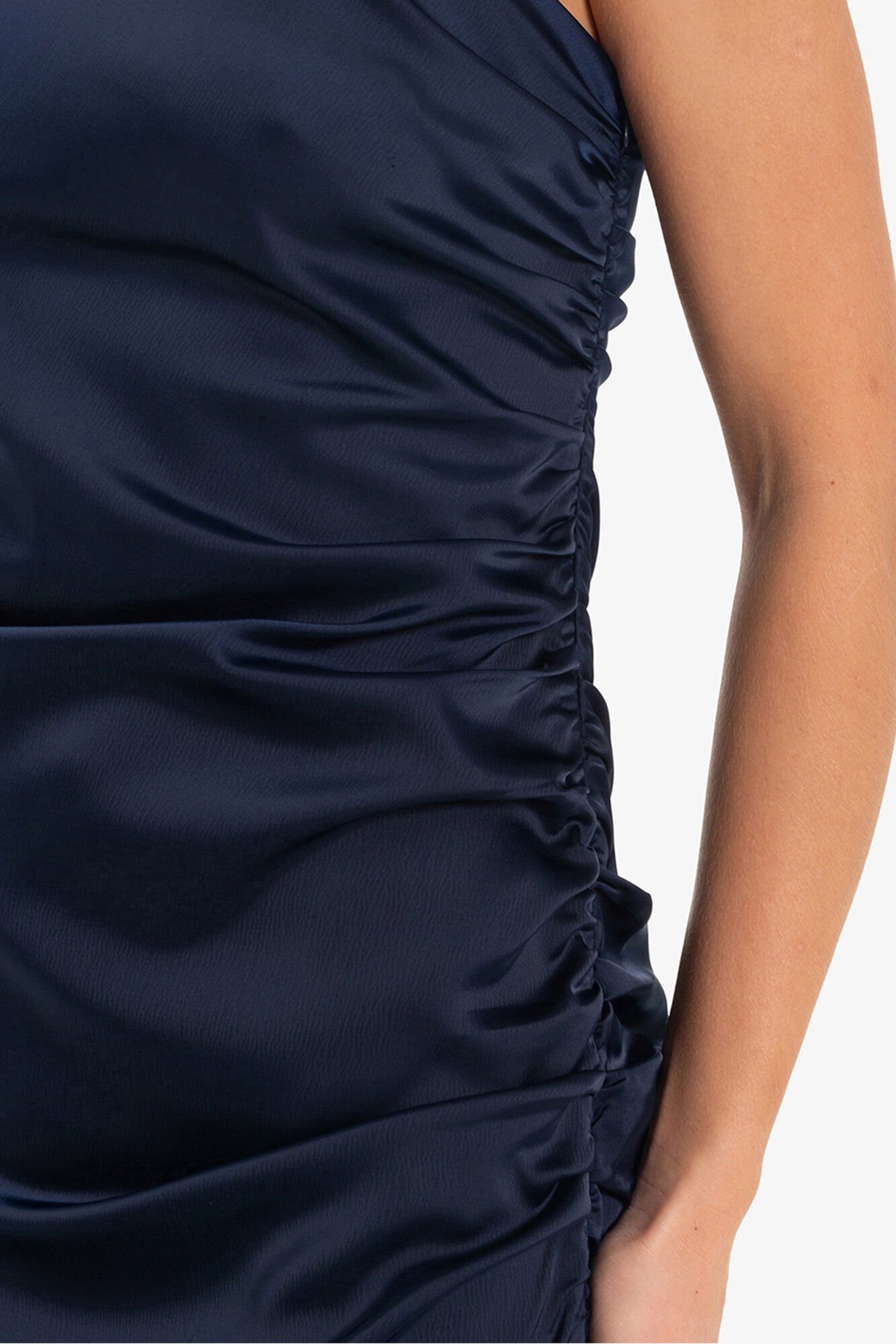 Cupl&eacute; Vestido de um ombro em cetim