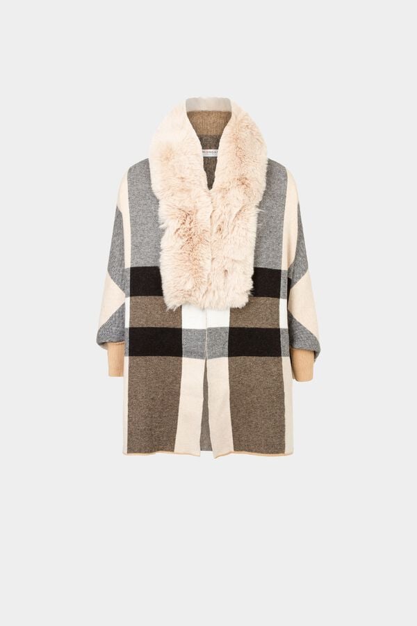 Morgan Poncho com detalhes em faux-fur Multicolorido