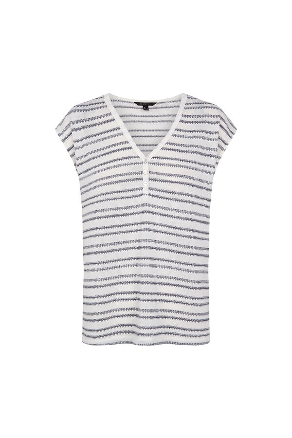 Cortefiel Striped structure T-shirt Navy