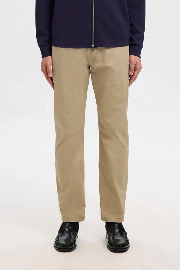 Selected Calça calças chino slim fit feita de algodão orgânico  Tostado