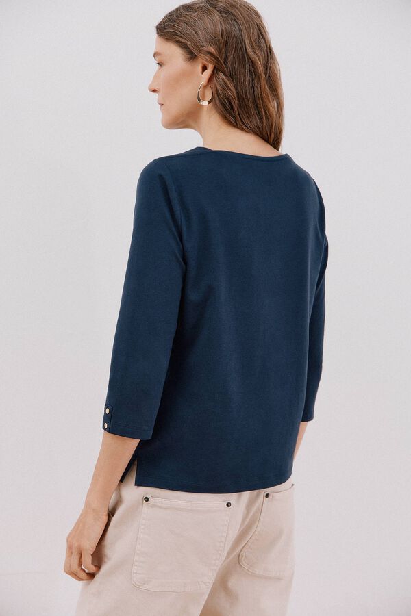 Cortefiel Essential boat neck T-shirt Navy