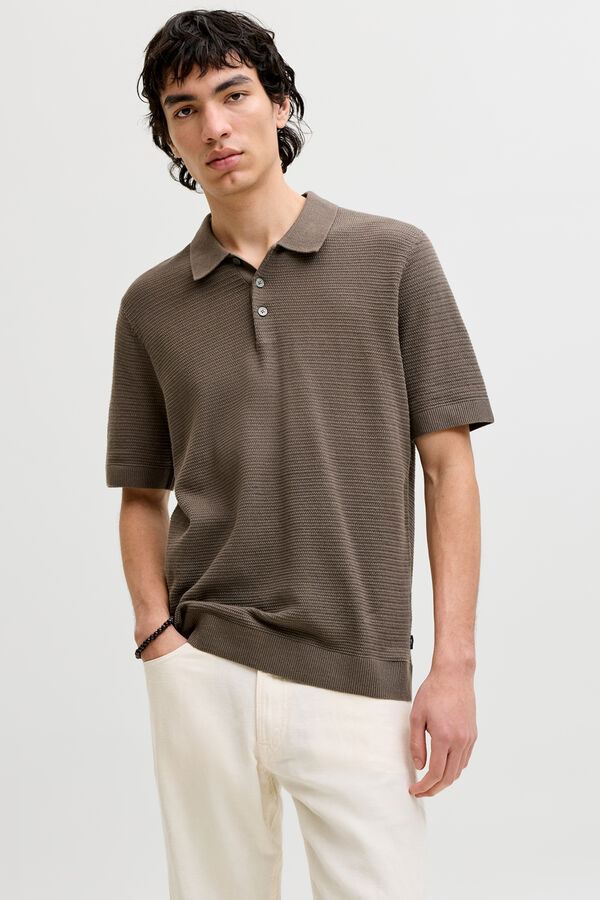 Jack & Jones Polo de malha em algod&atilde;o Castanho