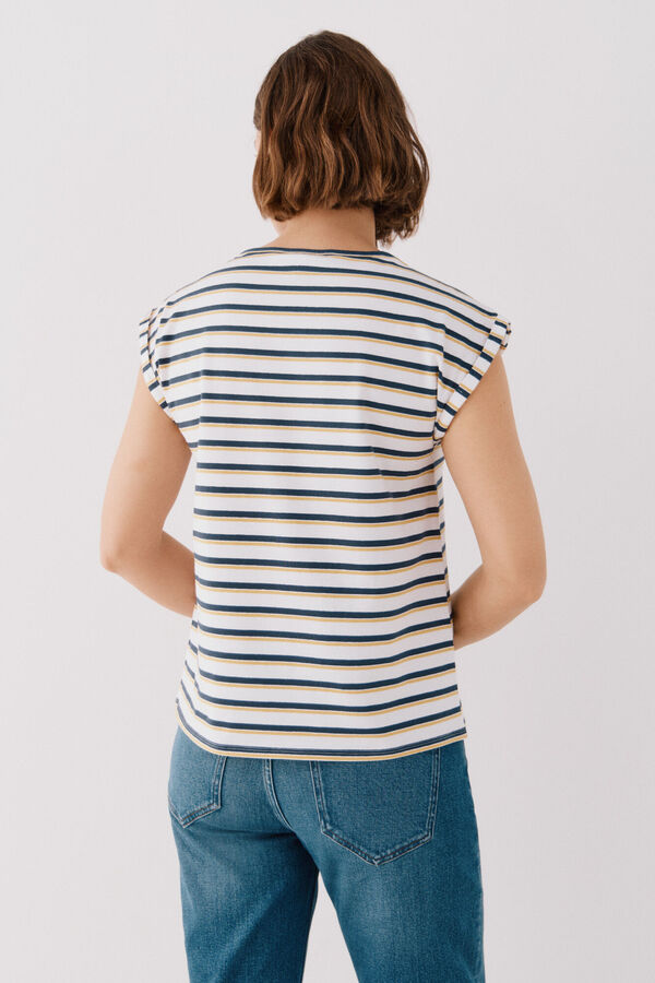 Cortefiel Basic sleeves t-shirt Printed blue