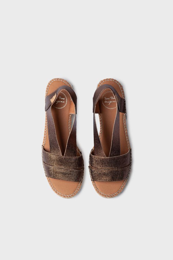 Toni Pons Sand&aacute;lia de salto em pele com el&aacute;sticos Dourado