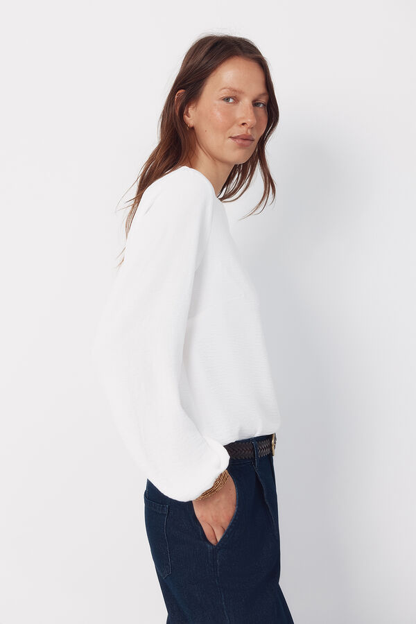 Cortefiel Mandarin blouse with buttons Ivory