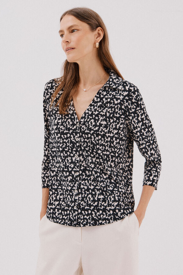 Cortefiel Elastic buttons shirt Printed grey