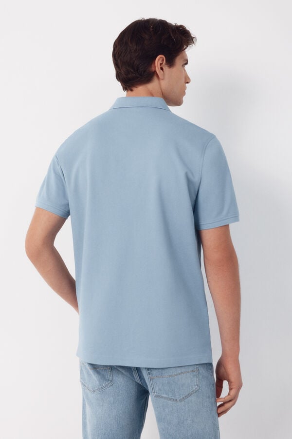 Cortefiel Piqu&eacute; basic polo shirt Blue
