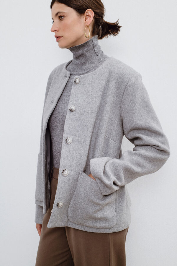 Cortefiel Short jacket with buttons Grey