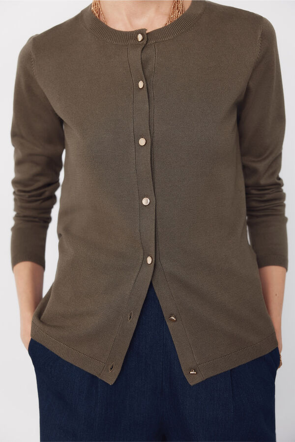 Cortefiel Jersey-knit basic jacket Kaki