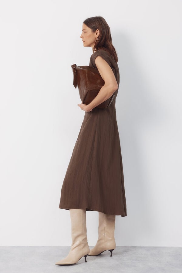 Cortefiel Ruched dress Brown
