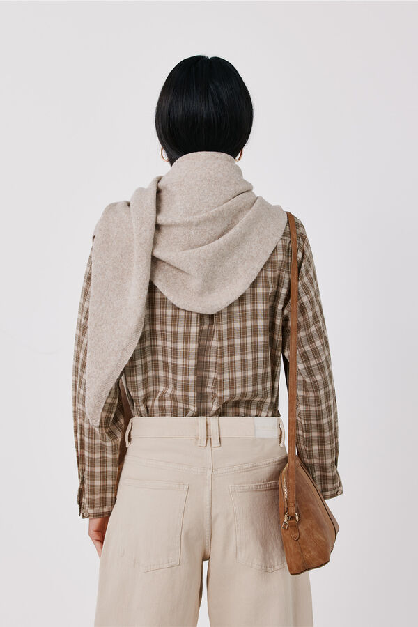 Cortefiel Shimmer knit shawl Beige