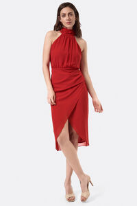 Cortefiel Halterneck dress Red