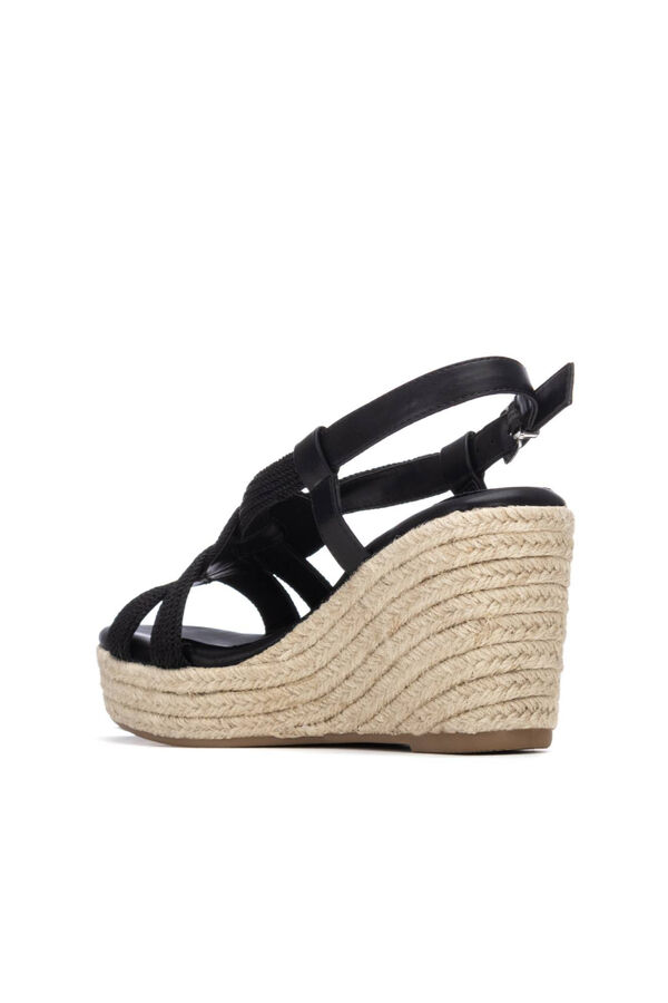 XTI Metallic rope style wedge sandal Black