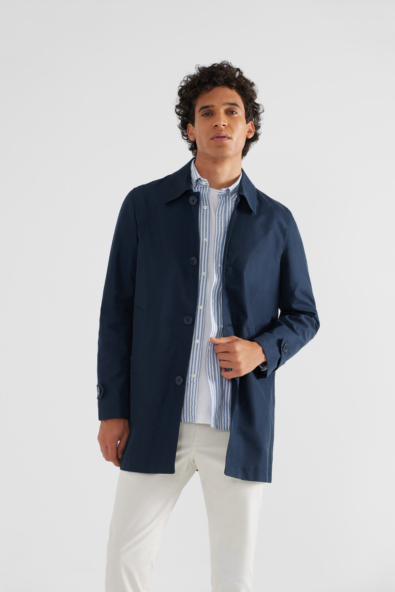 Trench azul marino hombre discount
