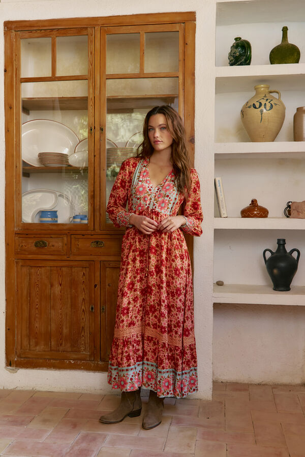 Jaase Vestido longo estampado Arlo da Lilliana Laranja